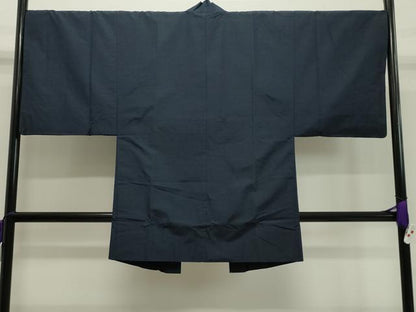平和屋着物●男性 紬 アンサンブル 鉄紺色 正絹 逸品 CAAX5708gh