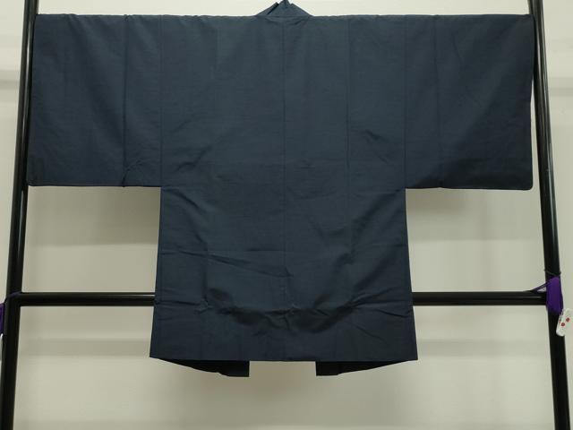 平和屋着物●男性 紬 アンサンブル 鉄紺色 正絹 逸品 CAAX5708gh