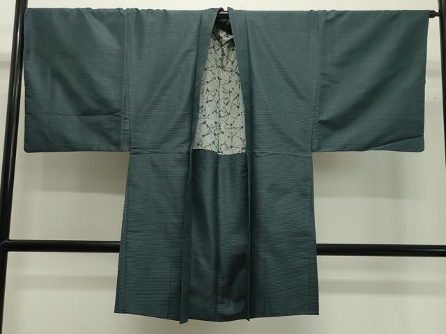 平和屋着物●男性 紬 アンサンブル 80亀甲 正絹 逸品 CAAX5712gh