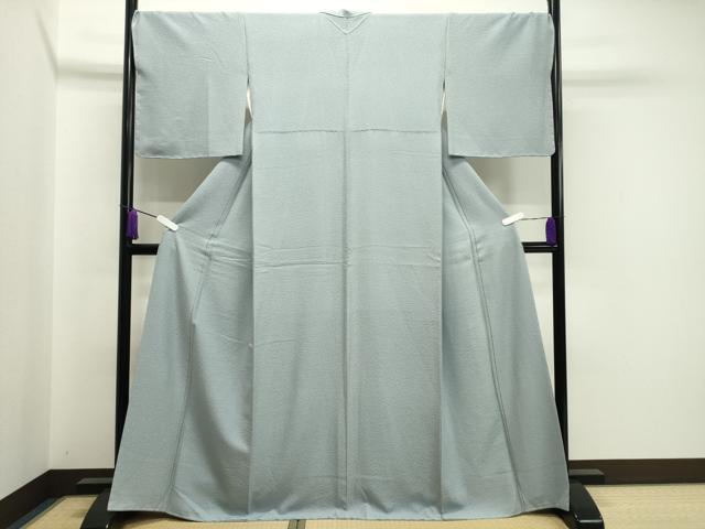 平和屋着物●上質な色無地　吉祥地紋　青磁鼠色　正絹　逸品　未使用　CAAX5720gh
