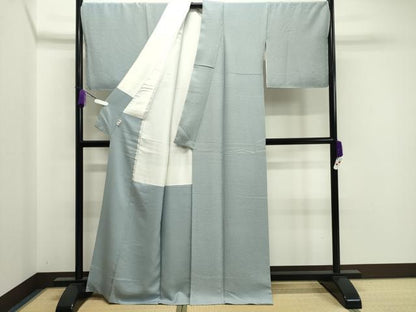 平和屋着物●上質な色無地　吉祥地紋　青磁鼠色　正絹　逸品　未使用　CAAX5720gh