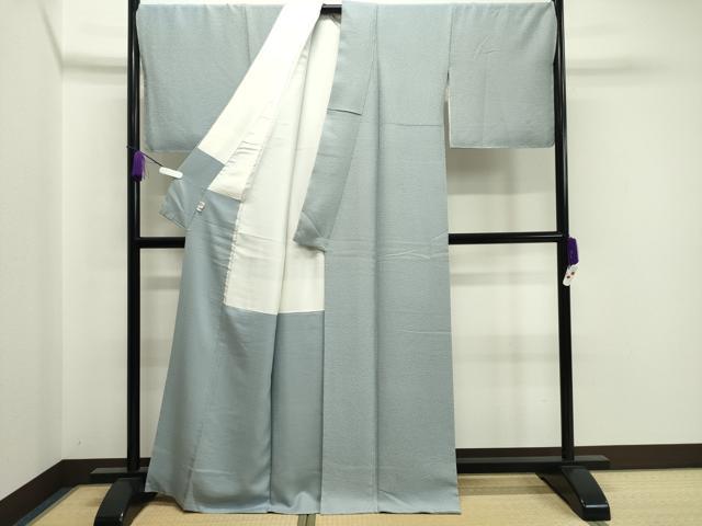 平和屋着物●上質な色無地　吉祥地紋　青磁鼠色　正絹　逸品　未使用　CAAX5720gh