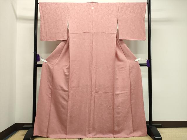 平和屋着物●上質な色無地 舞花地紋 薄紅色 正絹 逸品 CAAX5725gh