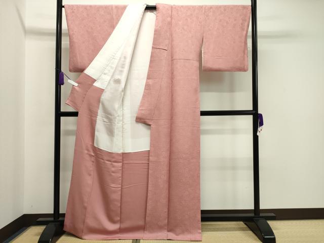 平和屋着物●上質な色無地 舞花地紋 薄紅色 正絹 逸品 CAAX5725gh