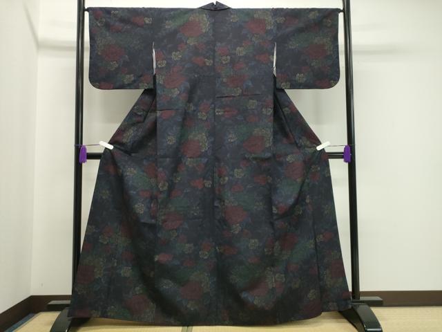 平和屋着物●上質な紬 草花文 正絹 逸品 CAAX5726gh