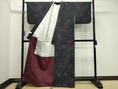 平和屋着物●上質な紬 草花文 正絹 逸品 CAAX5726gh