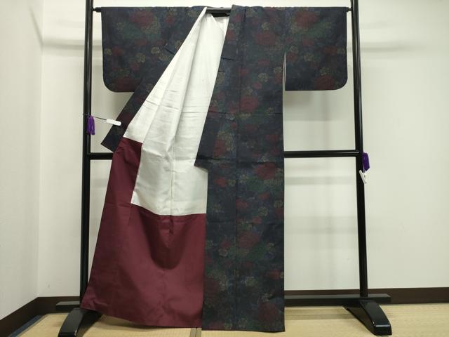 平和屋着物●上質な紬 草花文 正絹 逸品 CAAX5726gh