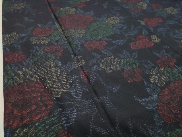 平和屋着物●上質な紬 草花文 正絹 逸品 CAAX5726gh