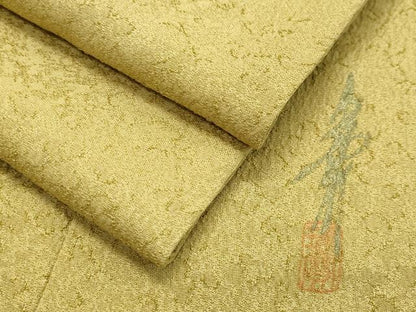 平和屋着物●本草木染作家 瑞寶 色無地 吉祥地紋 芥子色 正絹 逸品 CAAX5729gh
