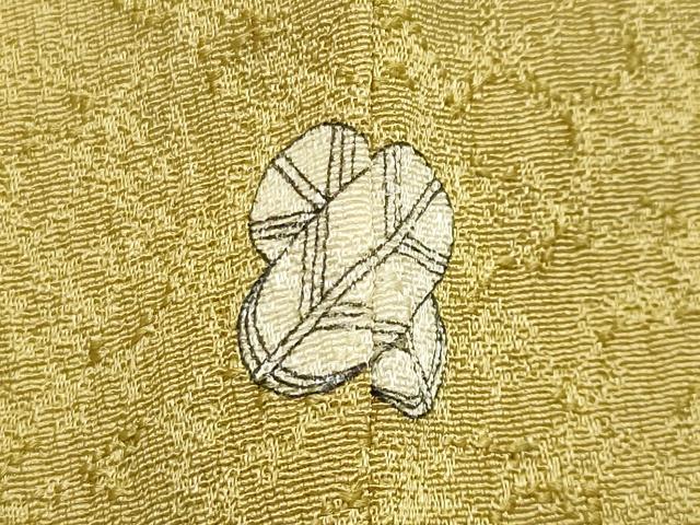 平和屋着物●本草木染作家 瑞寶 色無地 吉祥地紋 芥子色 正絹 逸品 CAAX5729gh