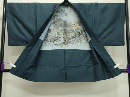 平和屋着物●男性 紬 アンサンブル 100亀甲 正絹 逸品 CAAX5733gh