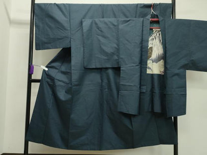 平和屋着物●男性 お召 アンサンブル 100亀甲 正絹 逸品 CAAX5751gh