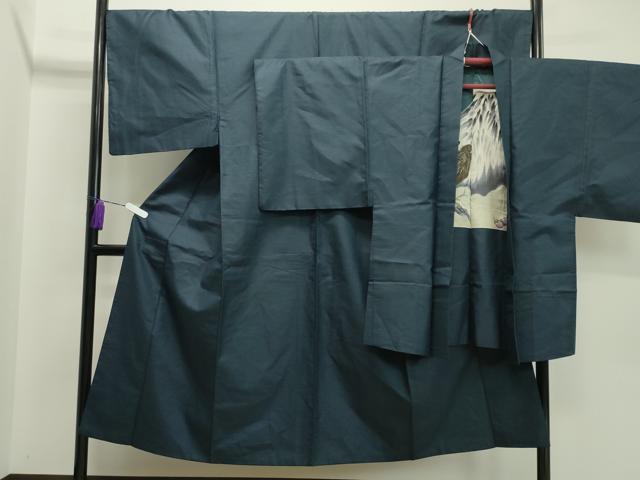 平和屋着物●男性 お召 アンサンブル 100亀甲 正絹 逸品 CAAX5751gh