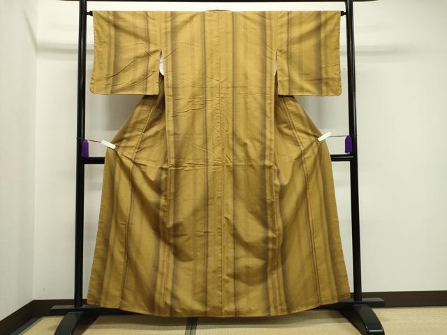 平和屋着物●上質な紬　縞 　正絹　逸品　未使用　CAAX5757gh
