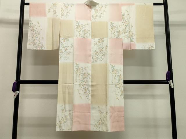 平和屋着物●長襦袢 無双仕立て 友禅 市松枝花文 暈し染め やまと誂製 正絹 逸品 未使用 CAAX5760gh