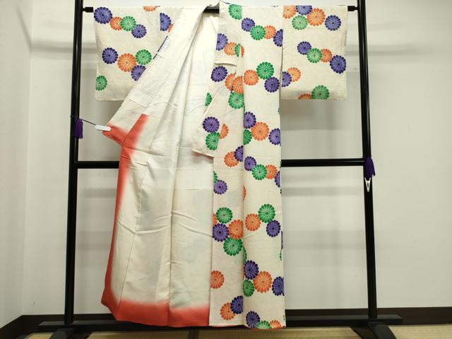 平和屋着物●上質な小紋　総絞り　舞花文　正絹　逸品　CAAX5769gh
