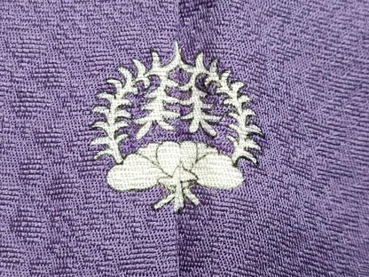 平和屋着物●上質な色無地　草花地紋　竜胆色　正絹　逸品　CAAX5771gh