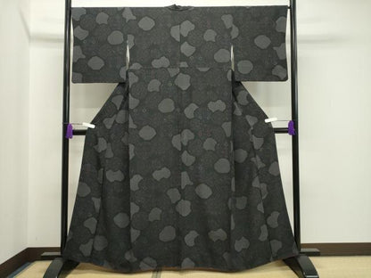 平和屋着物●上質な小紋 吉祥花文 黒地 正絹 逸品 CAAX5775gh