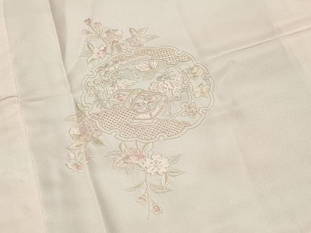 平和屋着物●中国三大刺繍 スワトウ刺繍 総刺繍 長襦袢 袷 雪輪文箱花文 暈し染め 正絹 逸品 未使用 CAAX5820gh