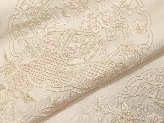 平和屋着物●中国三大刺繍 スワトウ刺繍 総刺繍 長襦袢 袷 雪輪文箱花文 暈し染め 正絹 逸品 未使用 CAAX5820gh