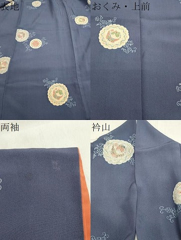 平和屋着物●上質な小紋 向かい鳥花蝶文 正絹 逸品 CAAX5823gh