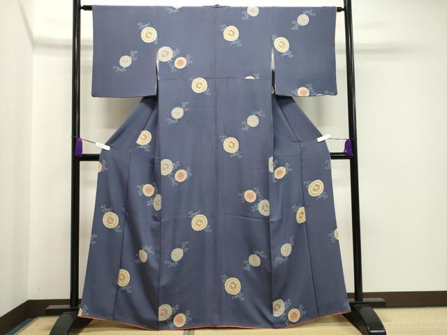 平和屋着物●上質な小紋 向かい鳥花蝶文 正絹 逸品 CAAX5823gh
