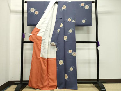 平和屋着物●上質な小紋 向かい鳥花蝶文 正絹 逸品 CAAX5823gh
