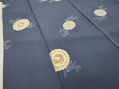 平和屋着物●上質な小紋 向かい鳥花蝶文 正絹 逸品 CAAX5823gh