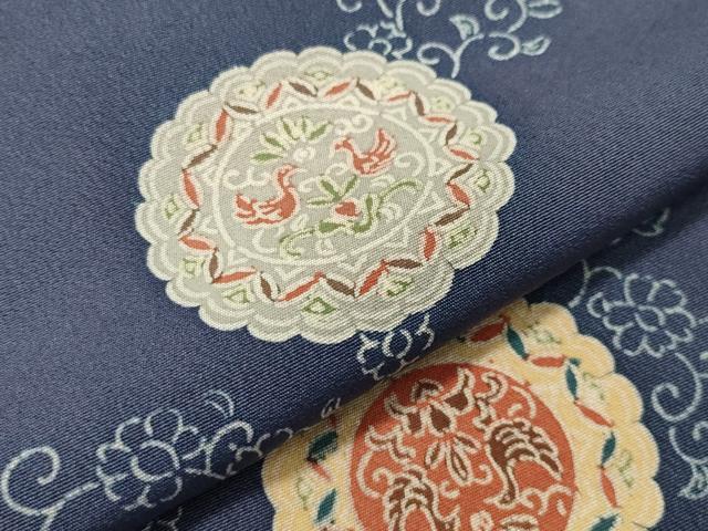 平和屋着物●上質な小紋 向かい鳥花蝶文 正絹 逸品 CAAX5823gh