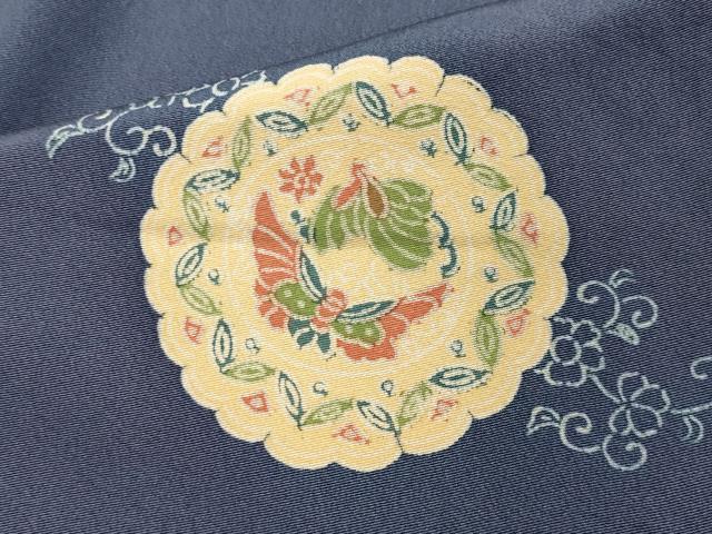 平和屋着物●上質な小紋 向かい鳥花蝶文 正絹 逸品 CAAX5823gh