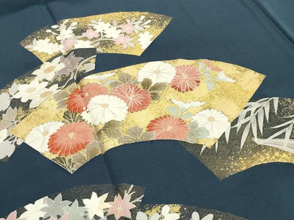 平和屋着物●豪華色留袖 作家物 刺繍 地紙重ね花文 金彩 正絹 逸品 CAAX5835gh