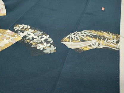 平和屋着物●豪華色留袖 作家物 刺繍 地紙重ね花文 金彩 正絹 逸品 CAAX5835gh