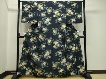 平和屋着物●上質な紬 草花文 正絹 逸品 CAAX5836gh