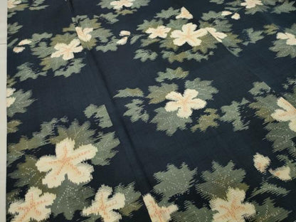 平和屋着物●上質な紬 草花文 正絹 逸品 CAAX5836gh