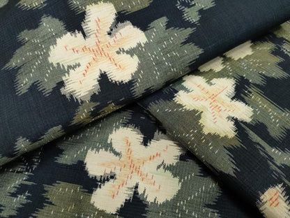 平和屋着物●上質な紬 草花文 正絹 逸品 CAAX5836gh
