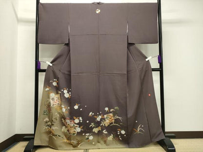 平和屋着物●ファッションデザイナー 花井幸子　色留袖　駒刺繍　辻が花　暈し染め　金彩　正絹　逸品　CAAX5838gh