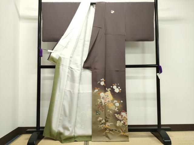 平和屋着物●ファッションデザイナー 花井幸子　色留袖　駒刺繍　辻が花　暈し染め　金彩　正絹　逸品　CAAX5838gh