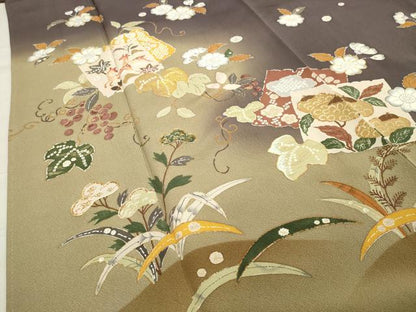 平和屋着物●ファッションデザイナー 花井幸子　色留袖　駒刺繍　辻が花　暈し染め　金彩　正絹　逸品　CAAX5838gh