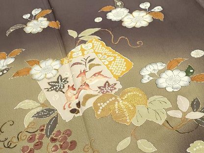 平和屋着物●ファッションデザイナー 花井幸子　色留袖　駒刺繍　辻が花　暈し染め　金彩　正絹　逸品　CAAX5838gh