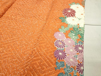 平和屋着物●豪華振袖　作家物　草花文　黒地　金彩　正絹　逸品　CAAX5844gh