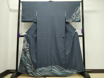 平和屋着物●訪問着 立波文 金銀彩 正絹 逸品 CAAX5847gh