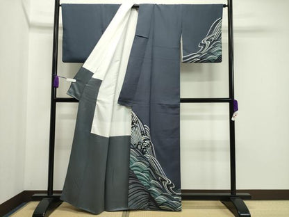 平和屋着物●訪問着 立波文 金銀彩 正絹 逸品 CAAX5847gh