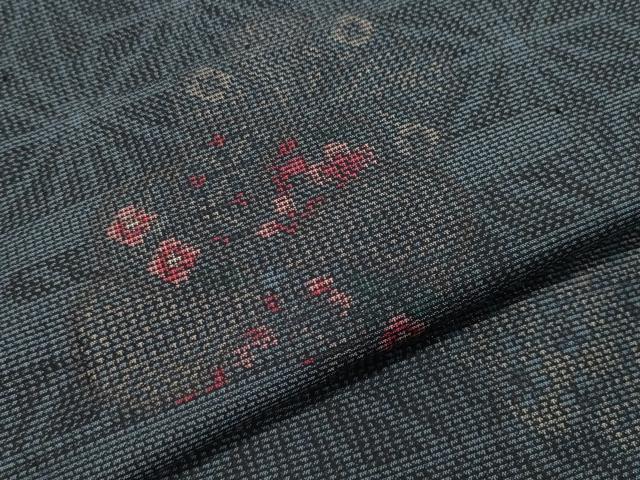 平和屋着物●本場大島紬 9マルキ 麻の葉花文 正絹 逸品 CAAX5851gh
