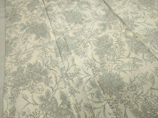 平和屋着物●本場大島紬　白大島　7マルキ　草花文　正絹　逸品　CAAX5852gh