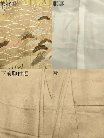 平和屋着物●訪問着 駒刺繍 渡り橋松花文 金彩 正絹 逸品 未使用 CAAX5866gh