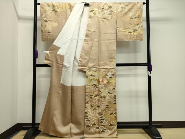 平和屋着物●訪問着 駒刺繍 渡り橋松花文 金彩 正絹 逸品 未使用 CAAX5866gh