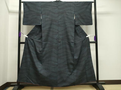 平和屋着物●結城紬 80亀甲 横段吉祥文 正絹 逸品 CAAX5893gh