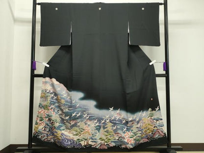 平和屋着物●豪華黒留袖 作家物 立波飛鳥松梅文 暈し染め 正絹 逸品 CAAX5909gh