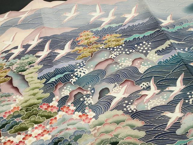 平和屋着物●豪華黒留袖 作家物 立波飛鳥松梅文 暈し染め 正絹 逸品 CAAX5909gh