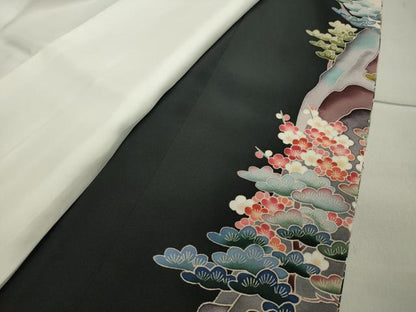 平和屋着物●豪華黒留袖 作家物 立波飛鳥松梅文 暈し染め 正絹 逸品 CAAX5909gh